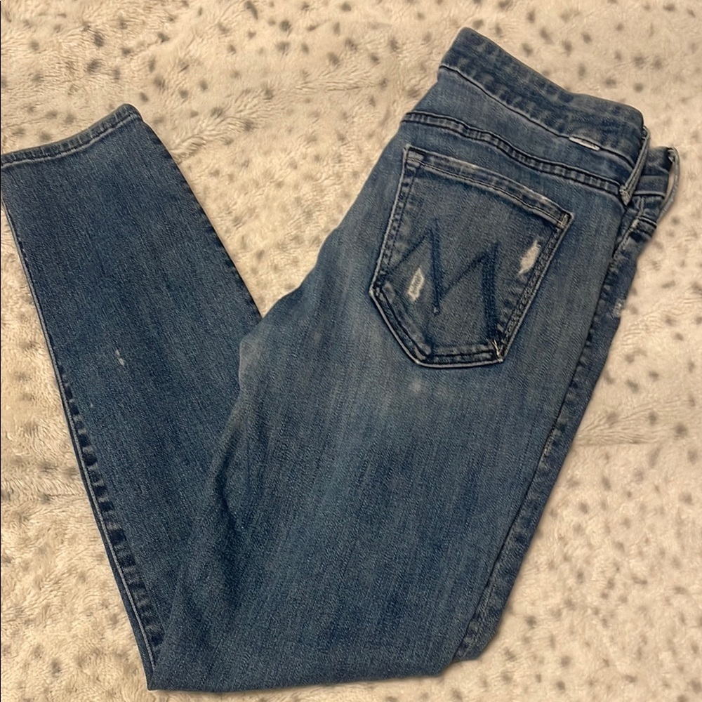 MOTHER Blue Skinny Jeans with Vintage Appeal